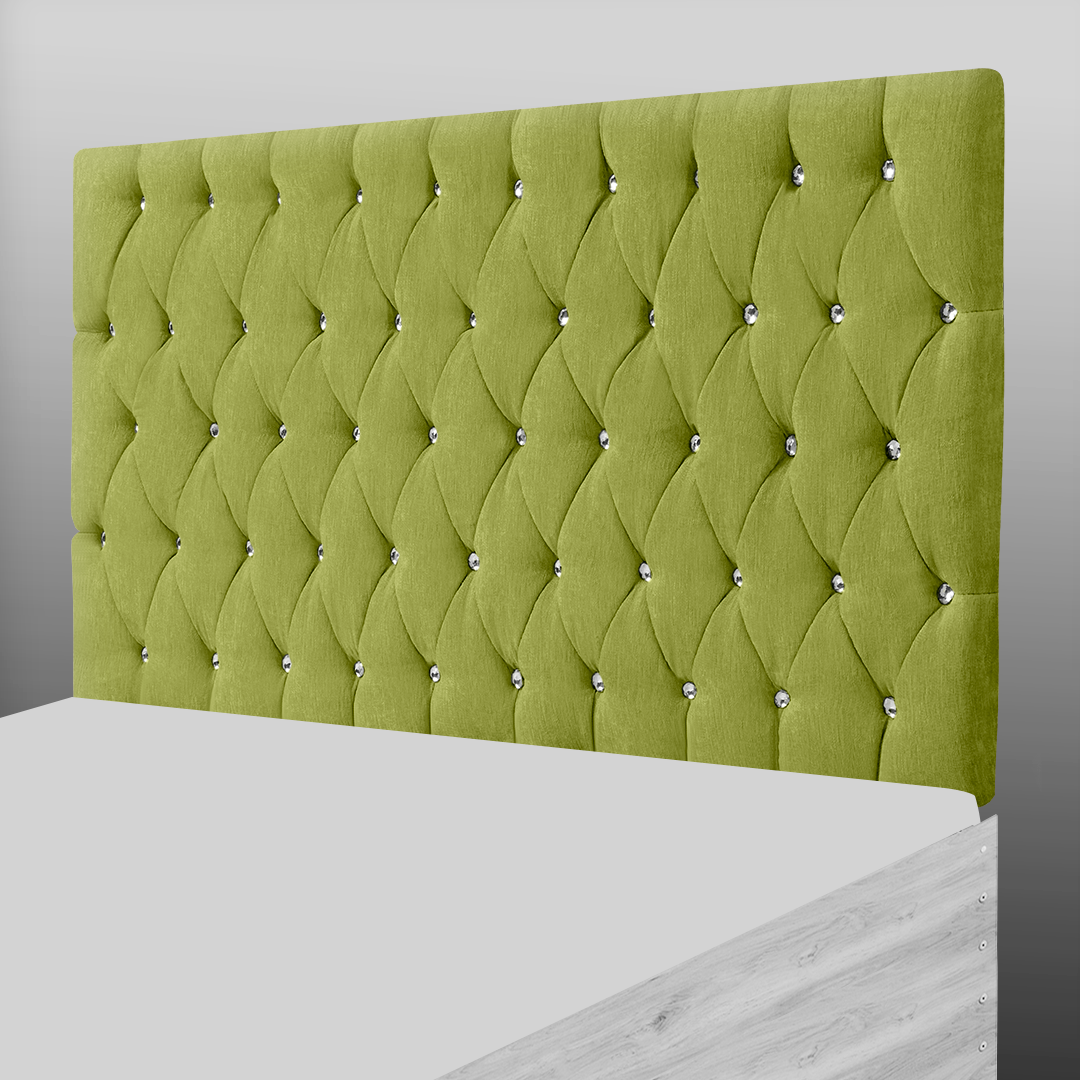 CHESTERFIELD HEADBOARD IN GREEN CHENILLE