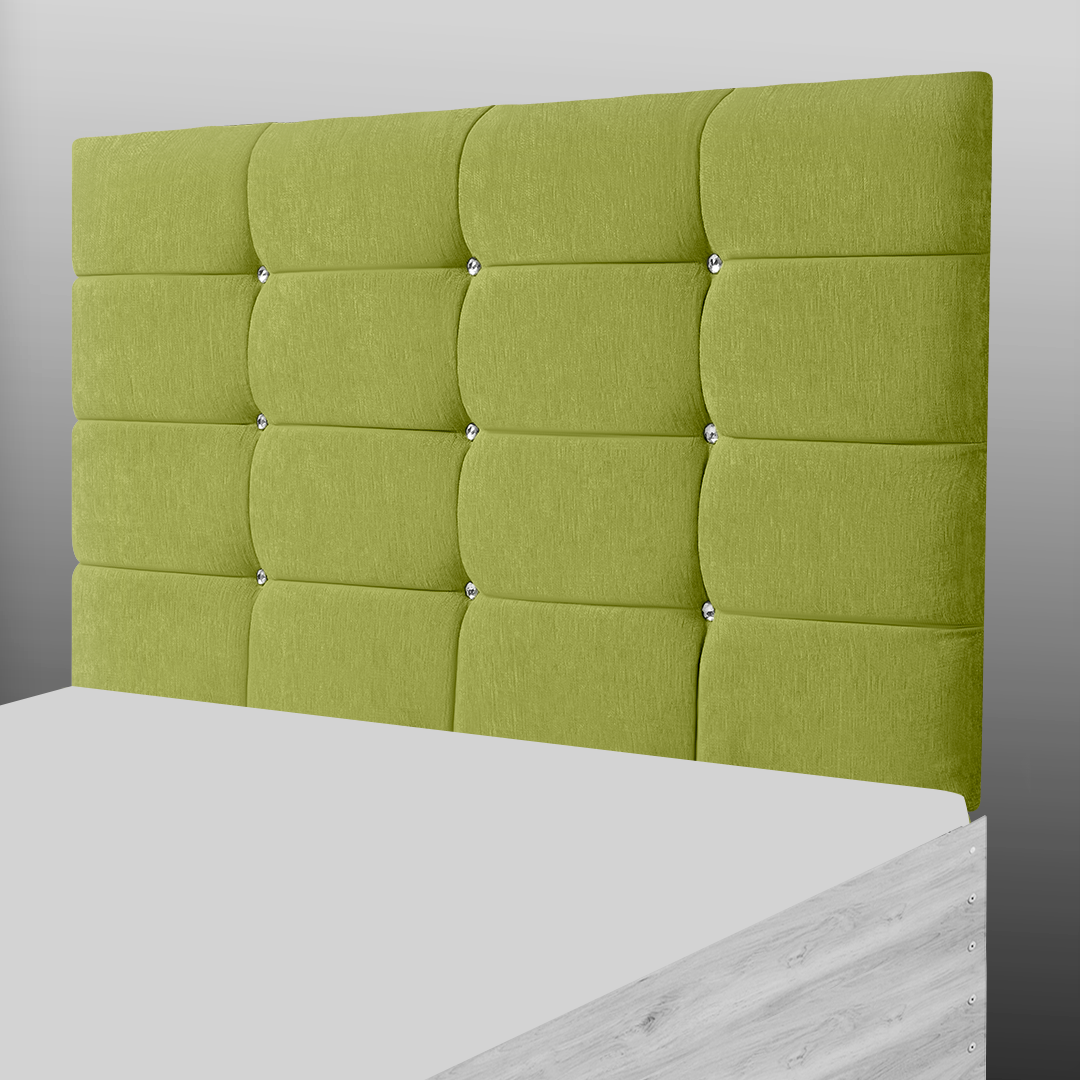 NEW CUBE HEADBOARD IN GREEN CHENILLE