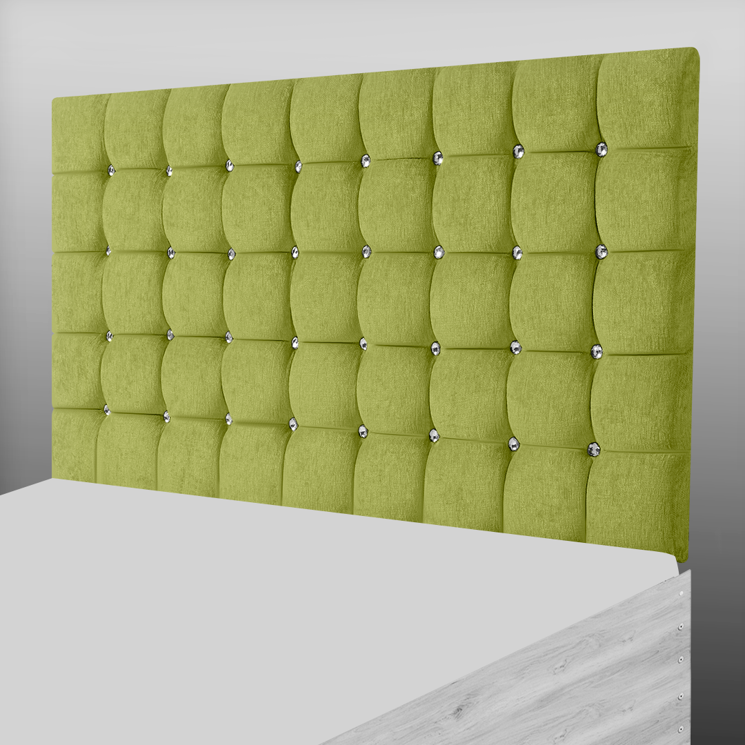 SUPER CUBE HEADBOARD IN GREEN CHENILLE