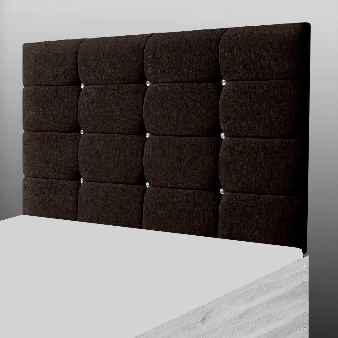NEW CUBE HEADBOARD IN BROWN CHENILLE