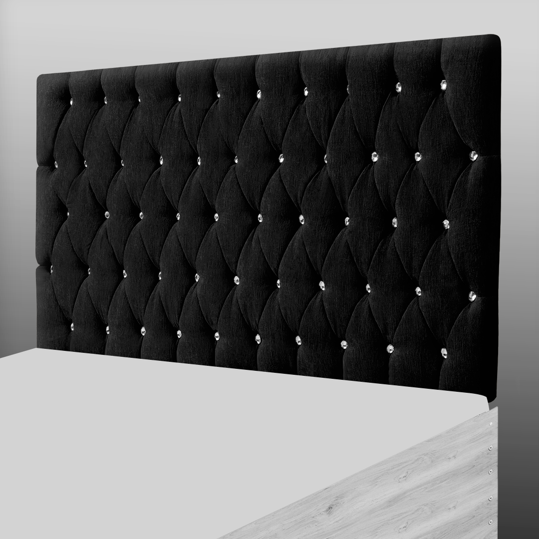 CHESTERFIELD HEADBOARD IN BLACK CHENILLE