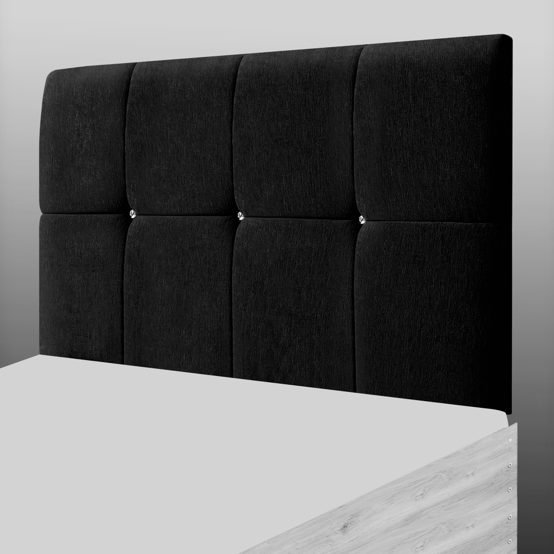 CUBE HEADBOARD IN BLACK CHENILLE