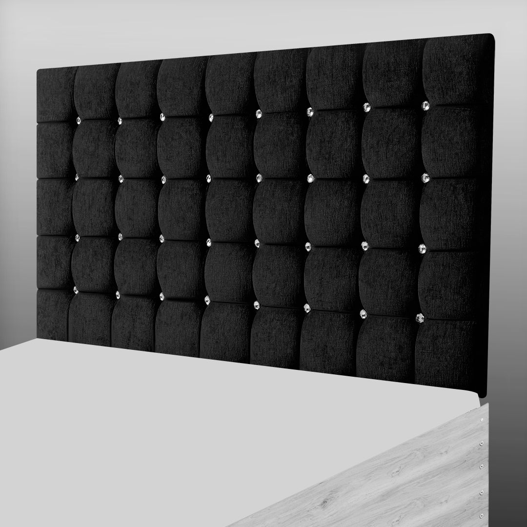 SUPER CUBE HEADBOARD IN BLACK CHENILLE