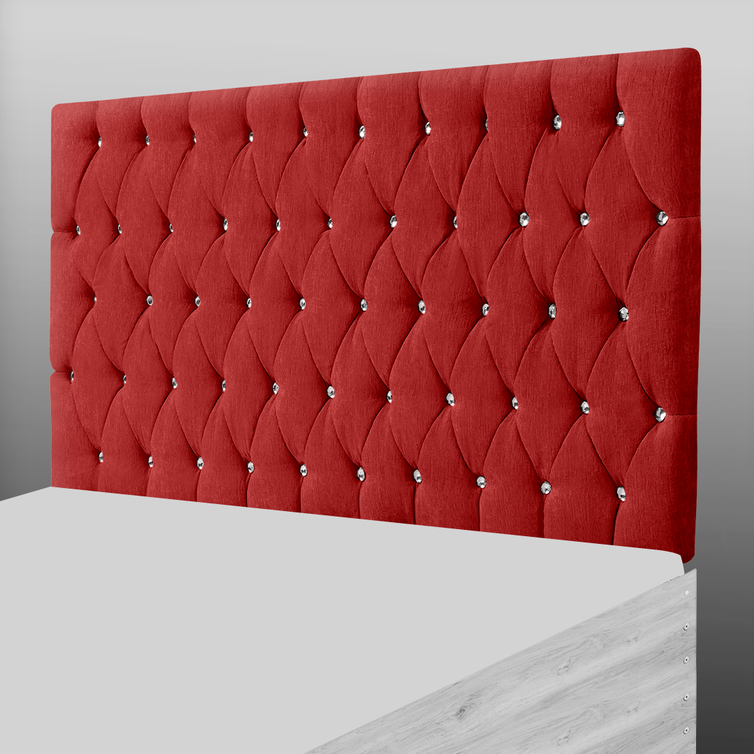 Red tufted deals headboard