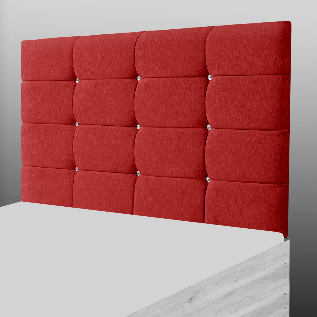 NEW CUBE HEADBOARD IN RED CHENILLE