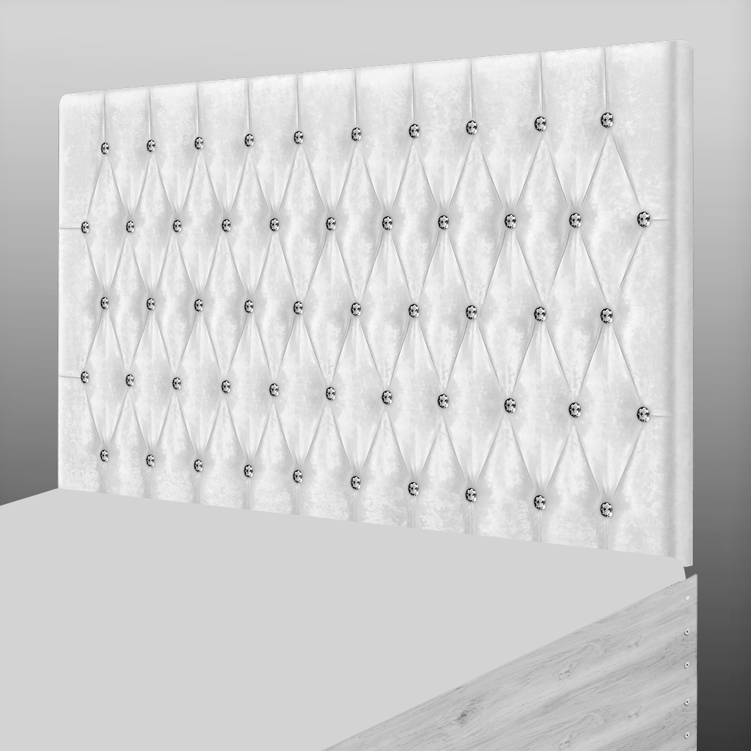 CHESTERFIELD HEADBOARD IN WHITE CRUSH VELVET