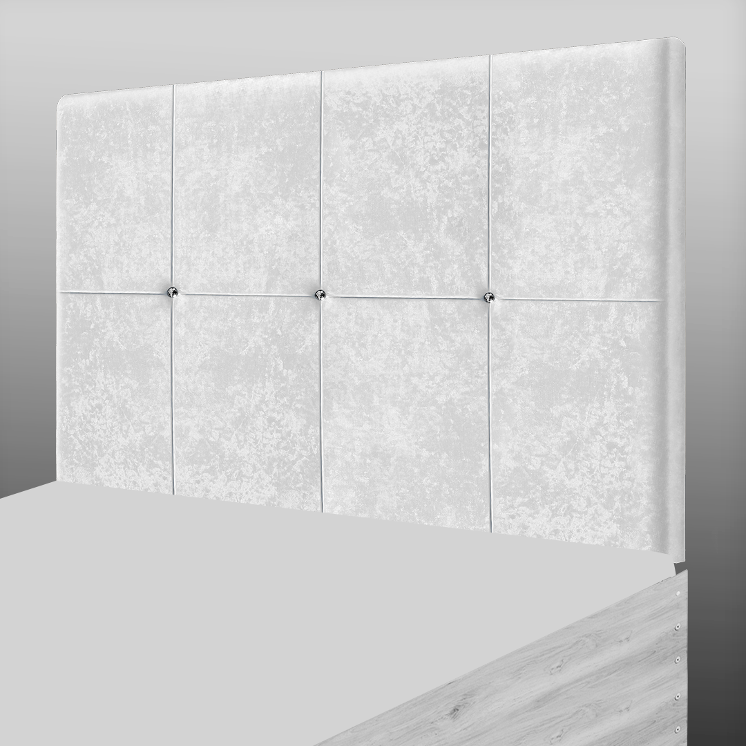 CUBE HEADBOARD IN WHITE CRUSH VELVET