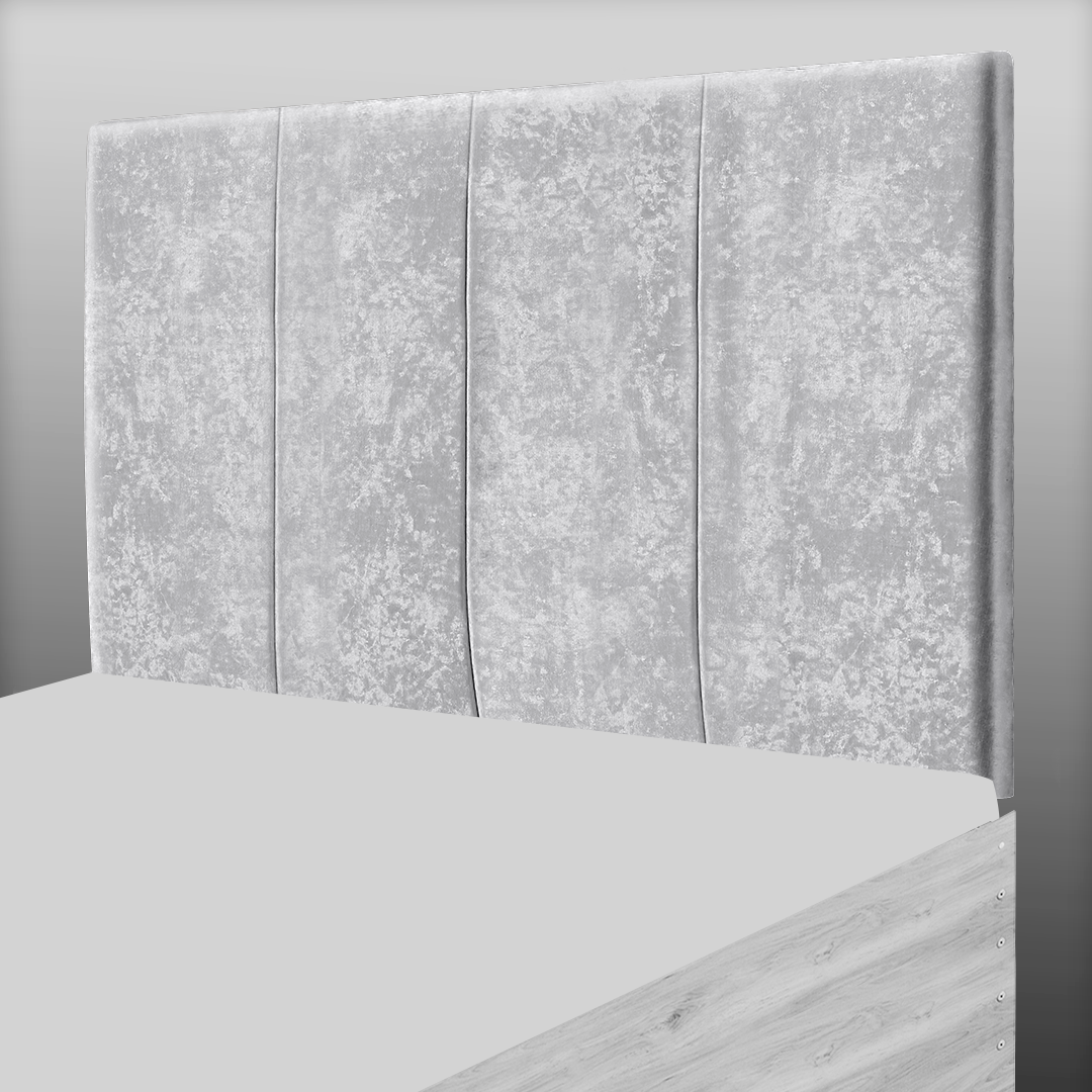 4 PANEL HEADBOARD IN SILVER CRUSH VELVET