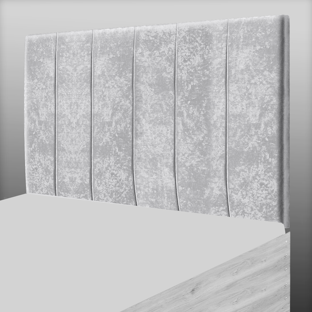 6 PANEL HEADBOARD IN SILVER CRUSH VELVET