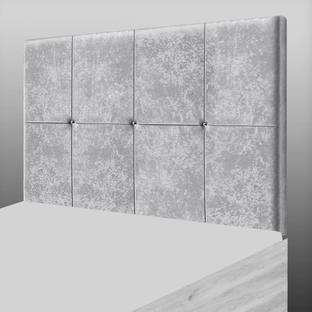 CUBE HEADBOARD IN SILVER CRUSH VELVET