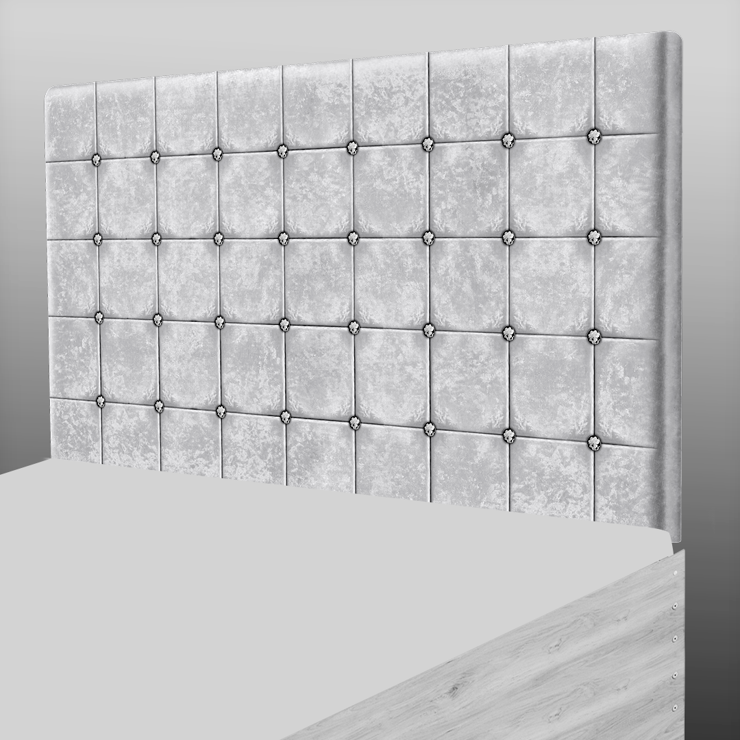 SUPER CUBE HEADBOARD IN SILVER CRUSH VELVET