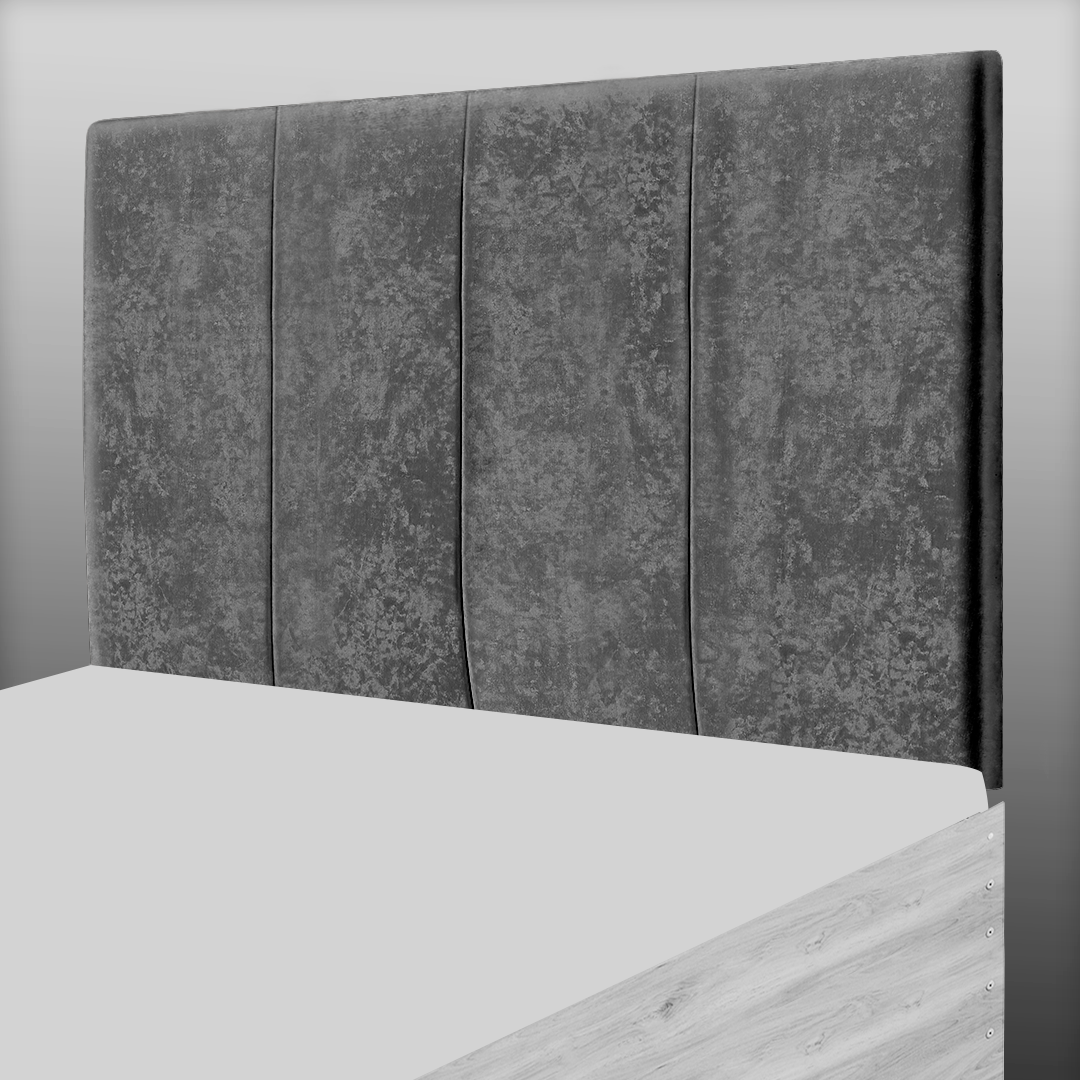 4 PANEL HEADBOARD IN GREY CRUSH VELVET