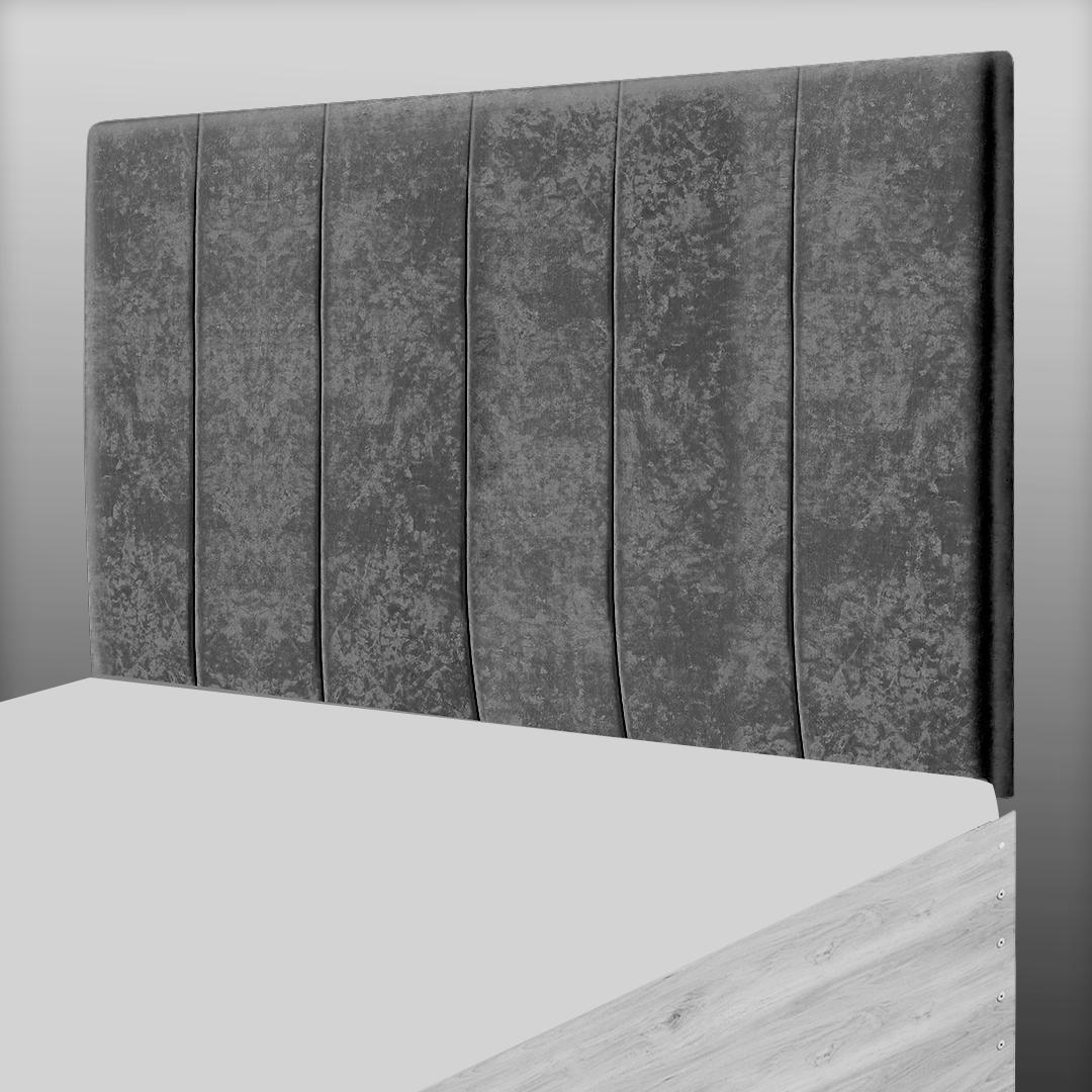 6 PANEL HEADBOARD IN GREY CRUSH VELVET