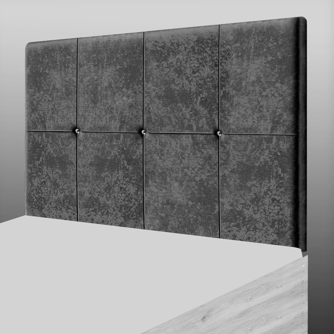 CUBE HEADBOARD IN GREY CRUSH VELVET