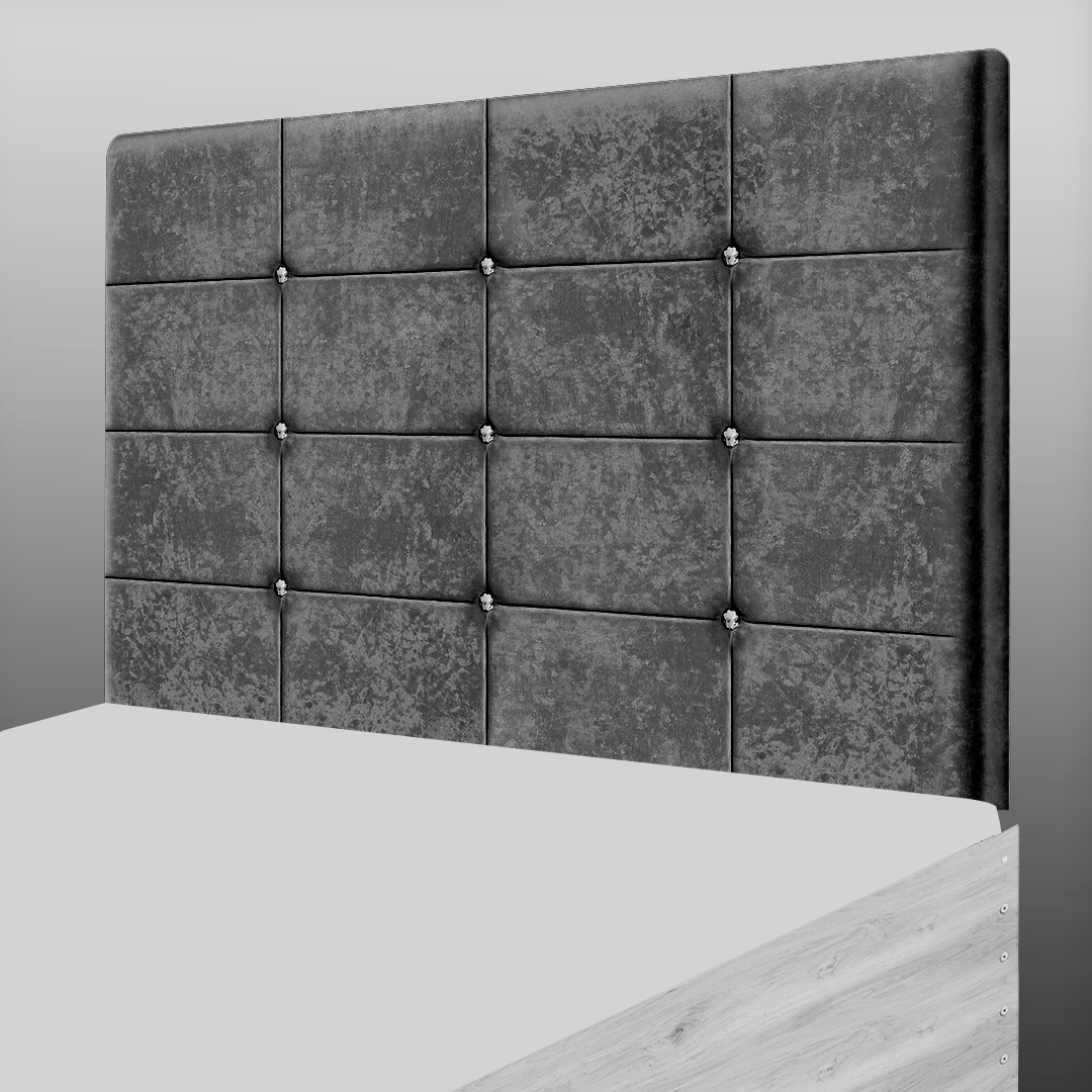 NEW CUBE HEADBOARD IN GREY CRUSH VELVET