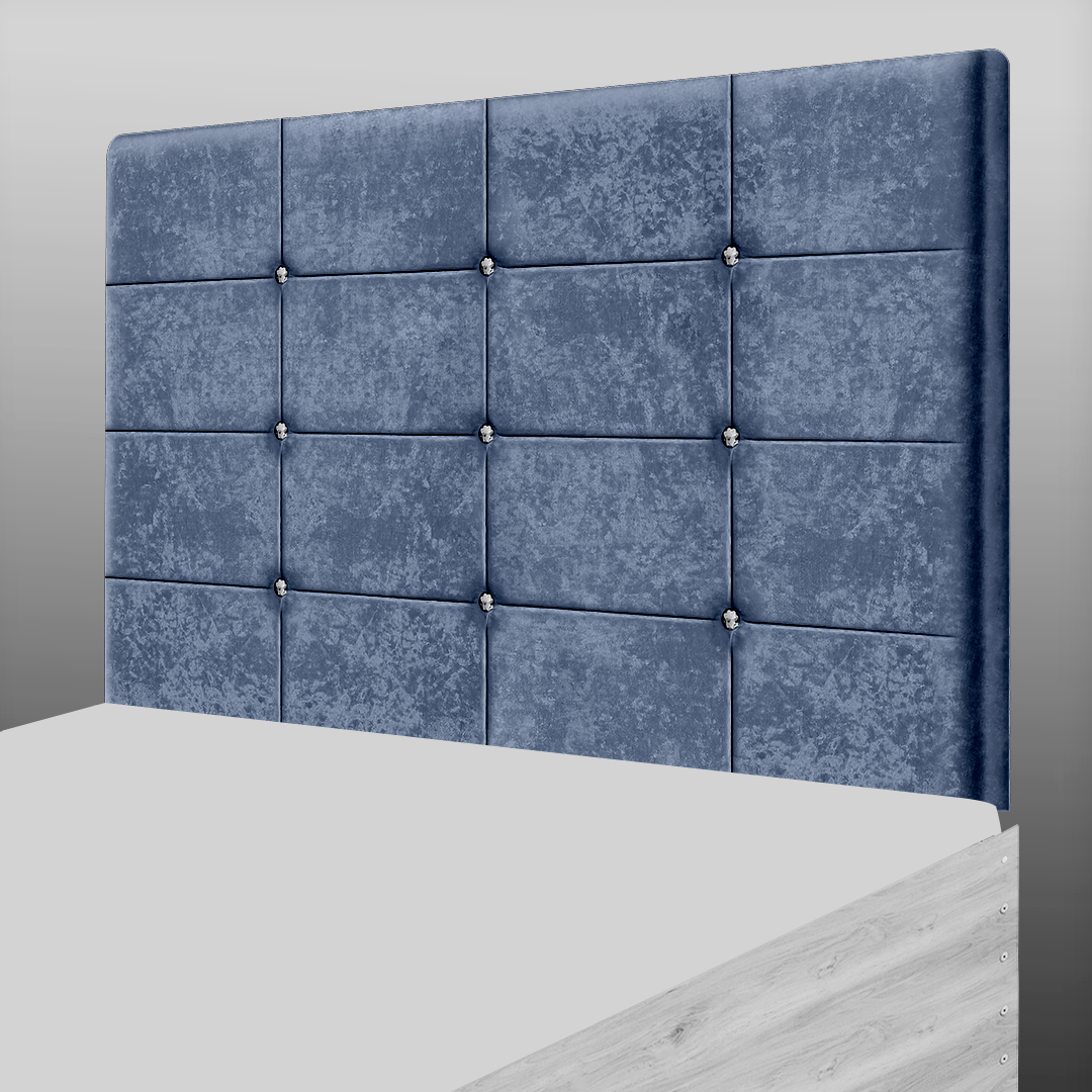 NEW CUBE HEADBOARD IN GREYSTONE CRUSH VELVET