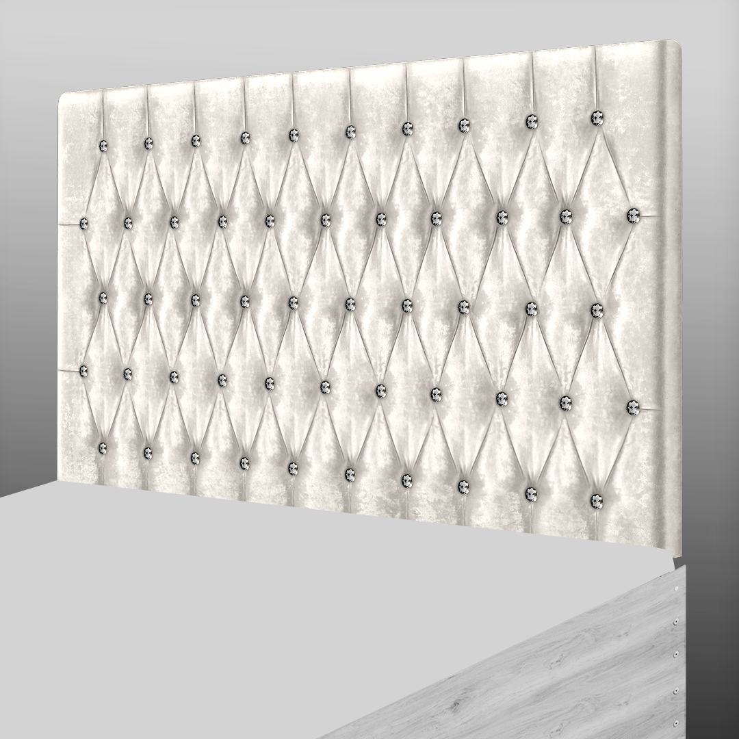 CHESTERFIELD HEADBOARD IN CREAM CRUSH VELVET