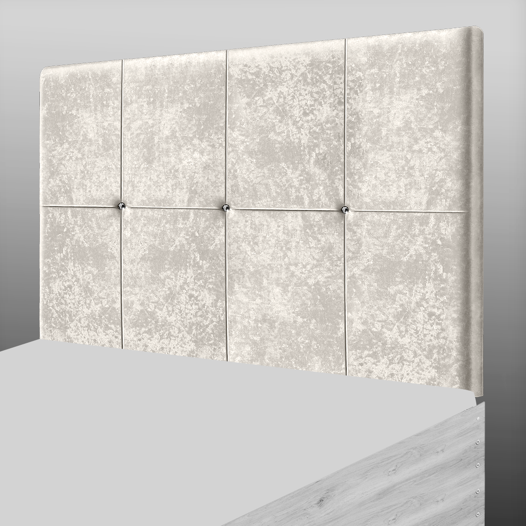 CUBE HEADBOARD IN CREAM CRUSH VELVET
