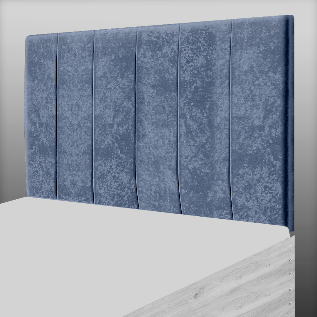 6 PANEL HEADBOARD IN GREYSTONE CRUSH VELVET