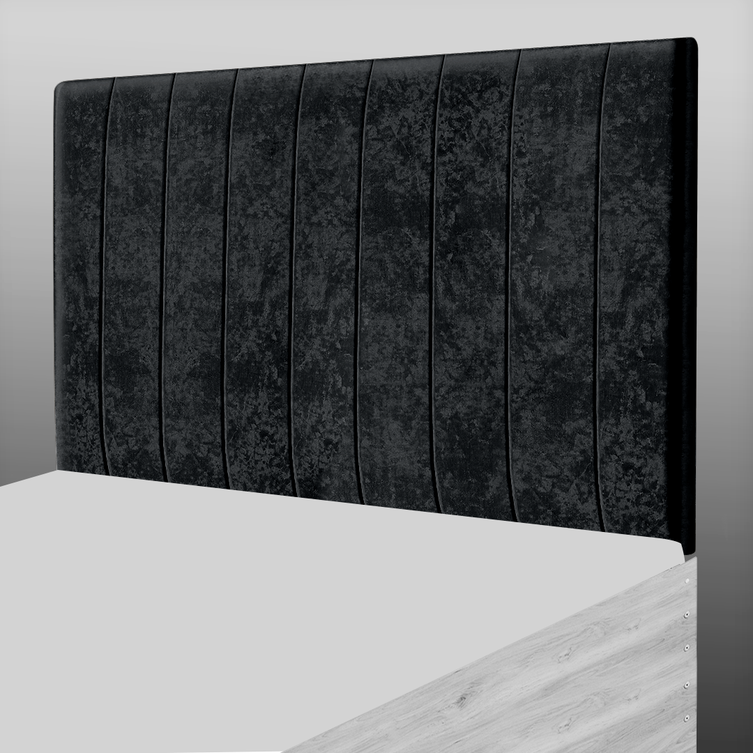 9 PANEL HEADBOARD IN BLACK CRUSH VELVET
