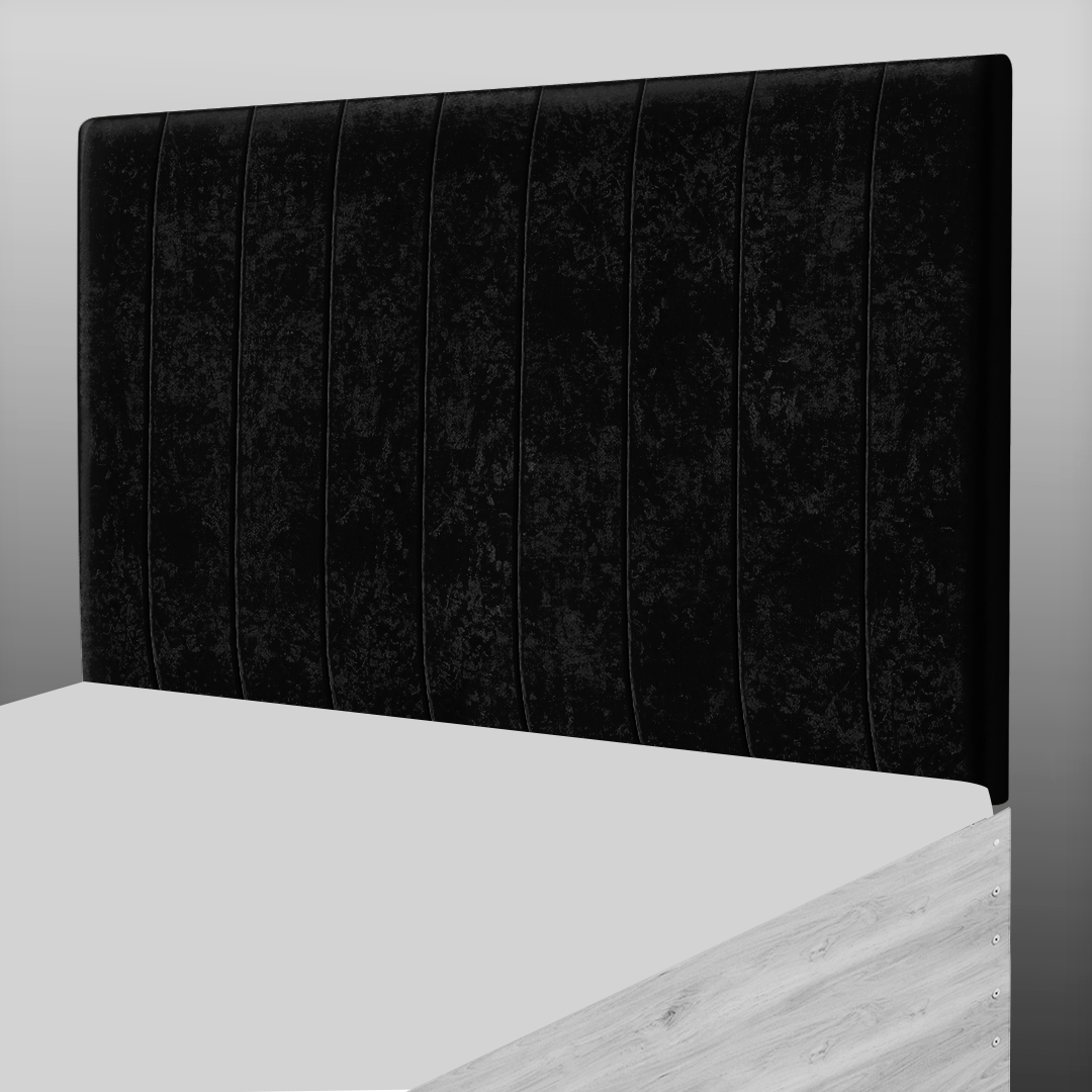 9 PANEL HEADBOARD IN BLACK CRUSH VELVET