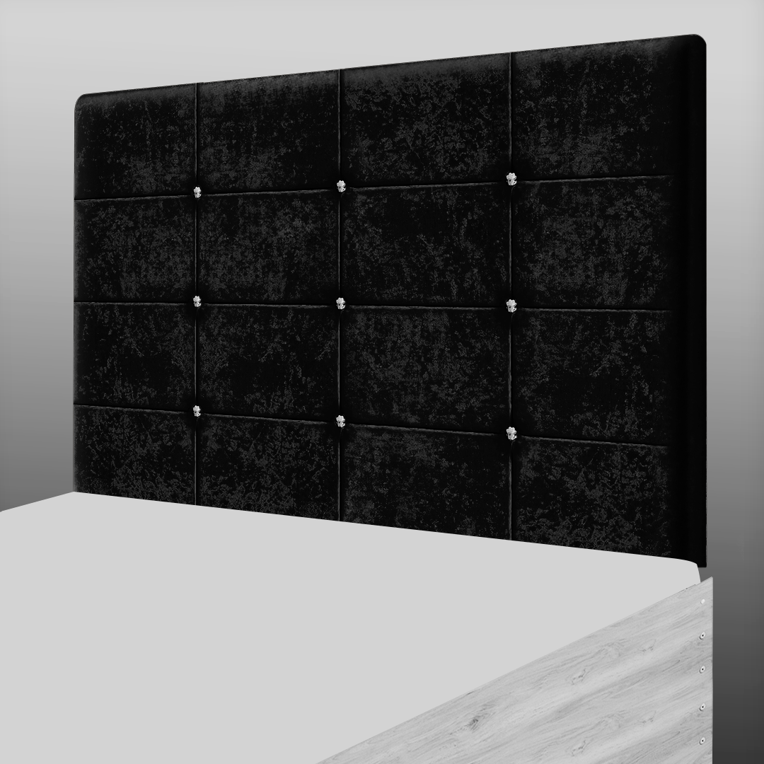NEW CUBE HEADBOARD IN BLACK CRUSH VELVET