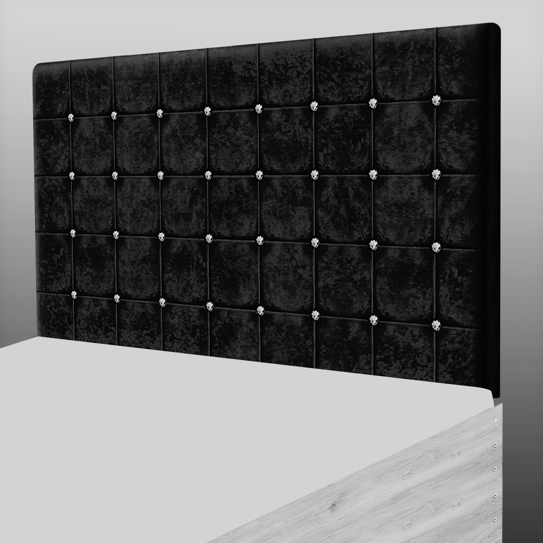 SUPER CUBE HEADBOARD IN BLACK CRUSH VELVET