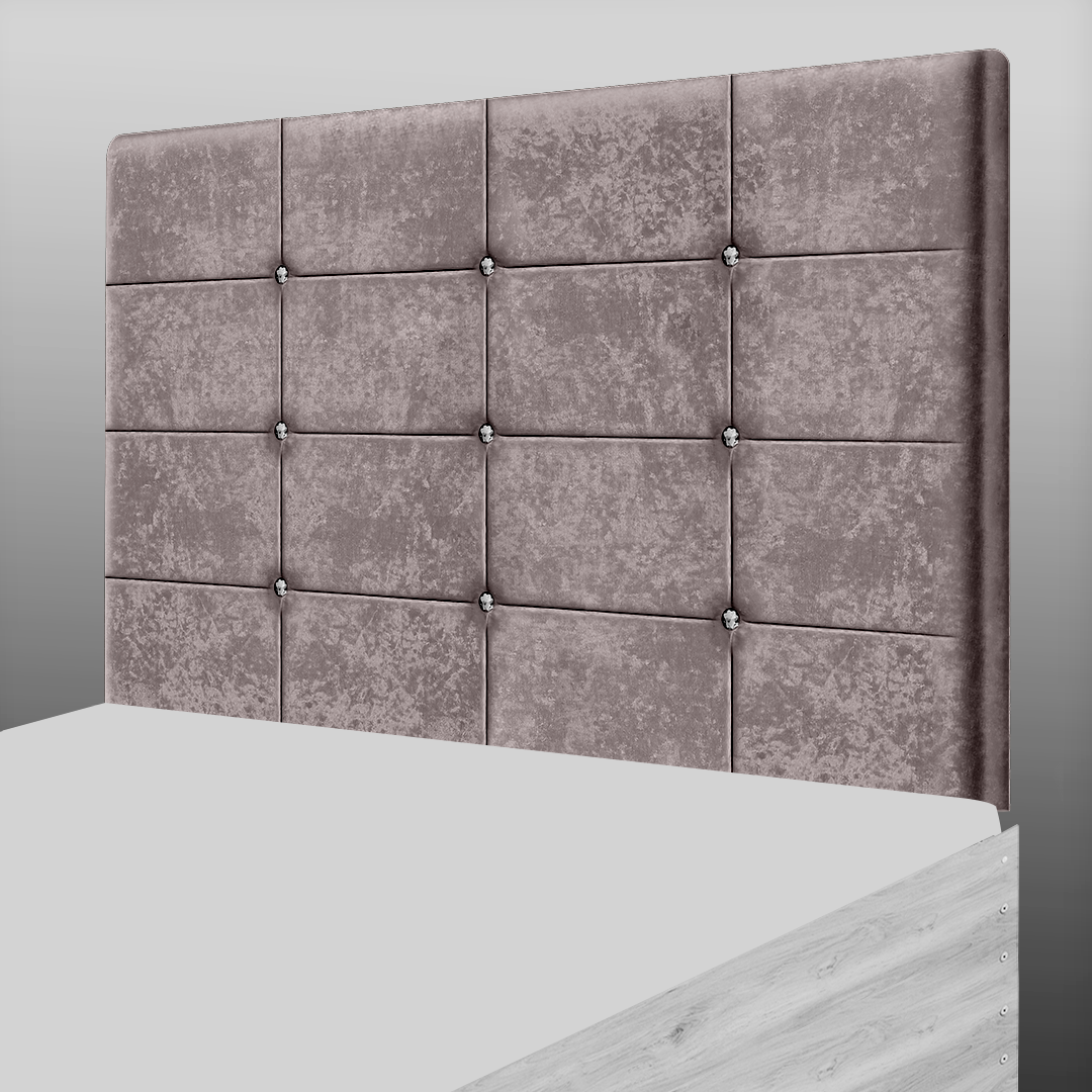 NEW CUBE HEADBOARD IN CHAMPAGNE CRUSH VELVET