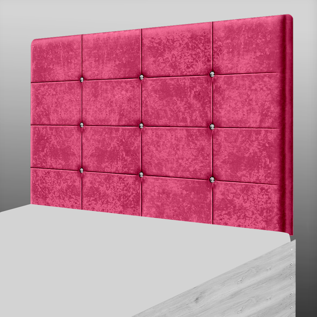 NEW CUBE HEADBOARD IN RED CRUSH VELVET