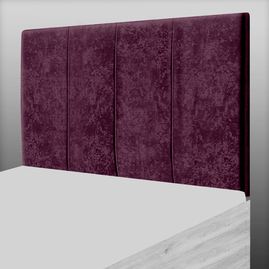 4 PANEL HEADBOARD IN AUBERGINE CRUSH VELVET