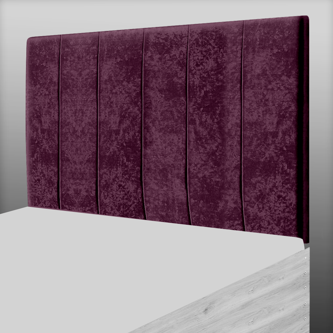 6 PANEL HEADBOARD IN AUBERGINE CRUSH VELVET