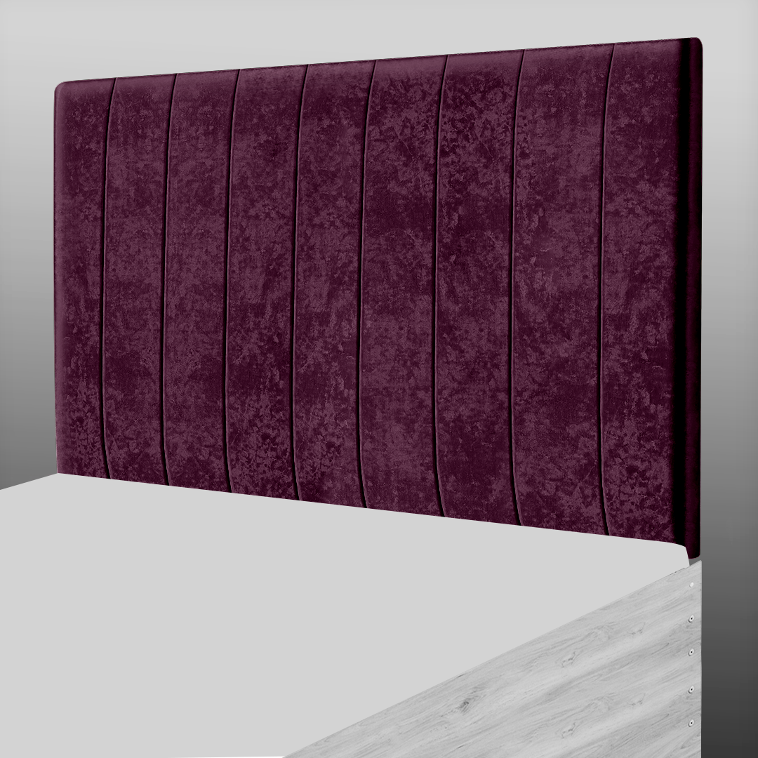 9 PANEL HEADBOARD IN AUBERGINE CRUSH VELVET