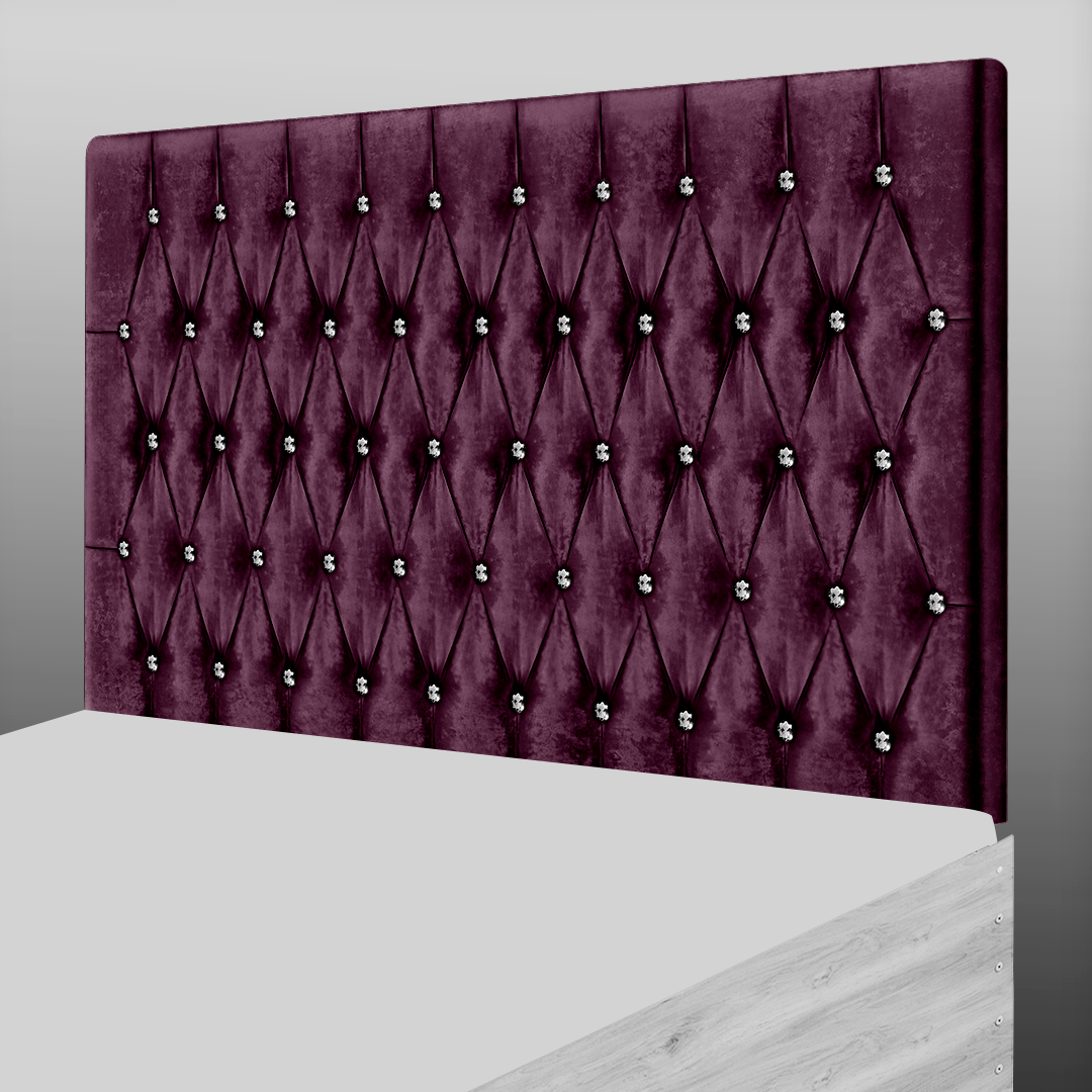 CHESTERFIELD HEADBOARD IN AUBERGINE CRUSH VELVET