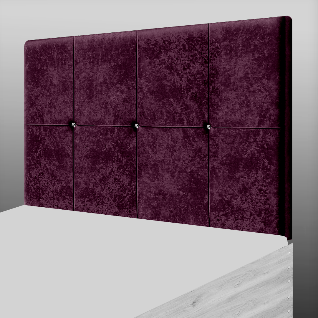 CUBE HEADBOARD IN AUBERGINE CRUSH VELVET