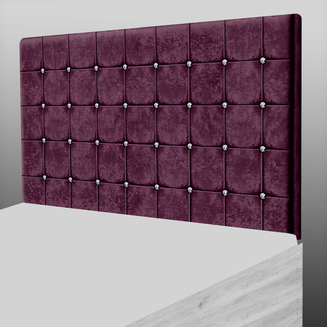SUPER CUBE HEADBOARD IN AUBERGINE CRUSH VELVET