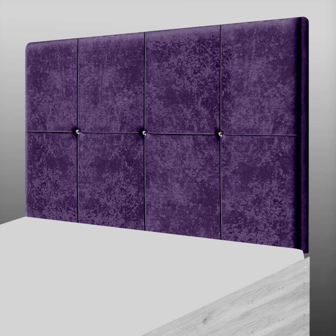 CUBE HEADBOARD IN PURPLE CRUSH VELVET