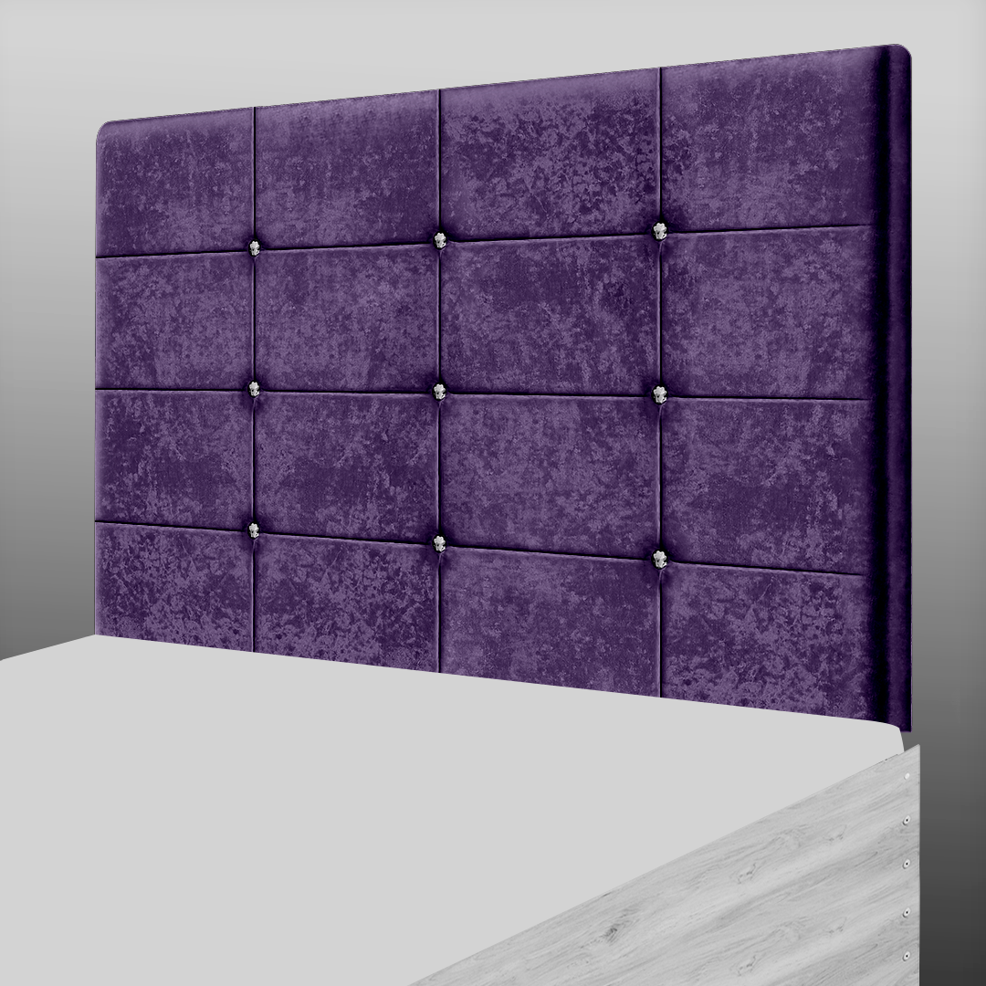 NEW CUBE HEADBOARD IN PURPLE CRUSH VELVET