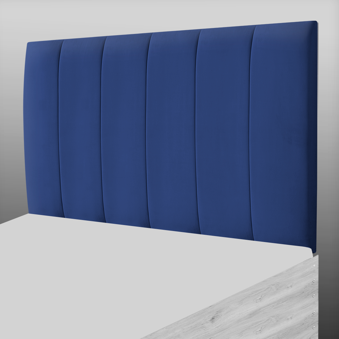 6 PANEL HEADBOARD IN DARK BLUE PLUSH