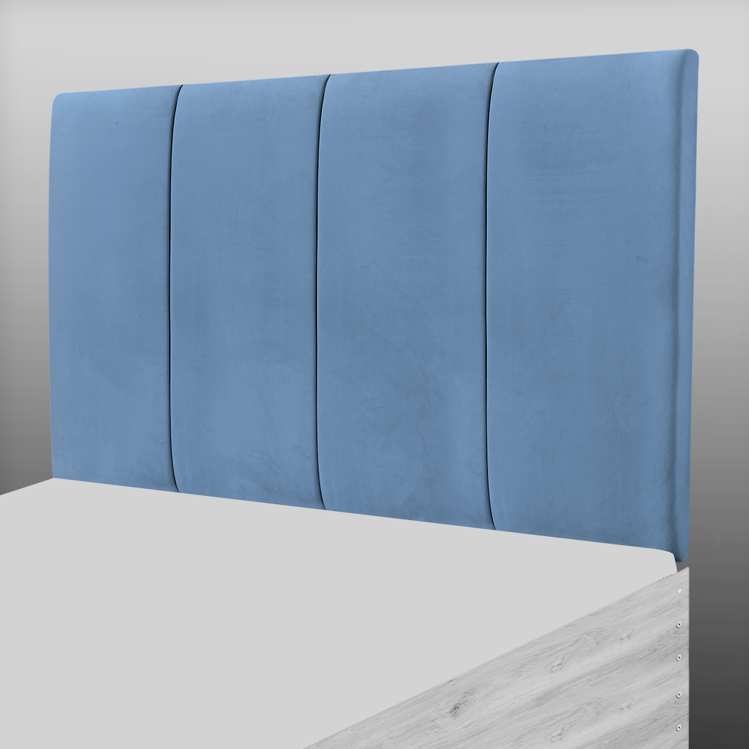 4 PANEL HEADBOARD IN SKY BLUE PLUSH