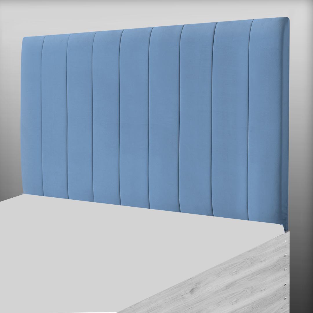 9 PANEL HEADBOARD IN SKY BLUE PLUSH