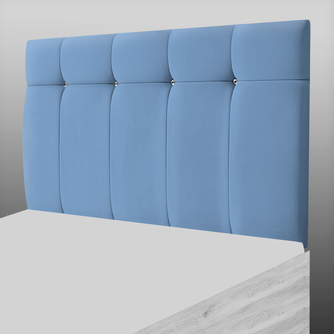 BORWICK HEADBOARD IN SKY BLUE PLUSH