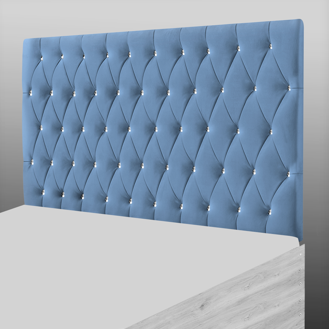 CHESTERFIELD HEADBOARD IN SKY BLUE PLUSH