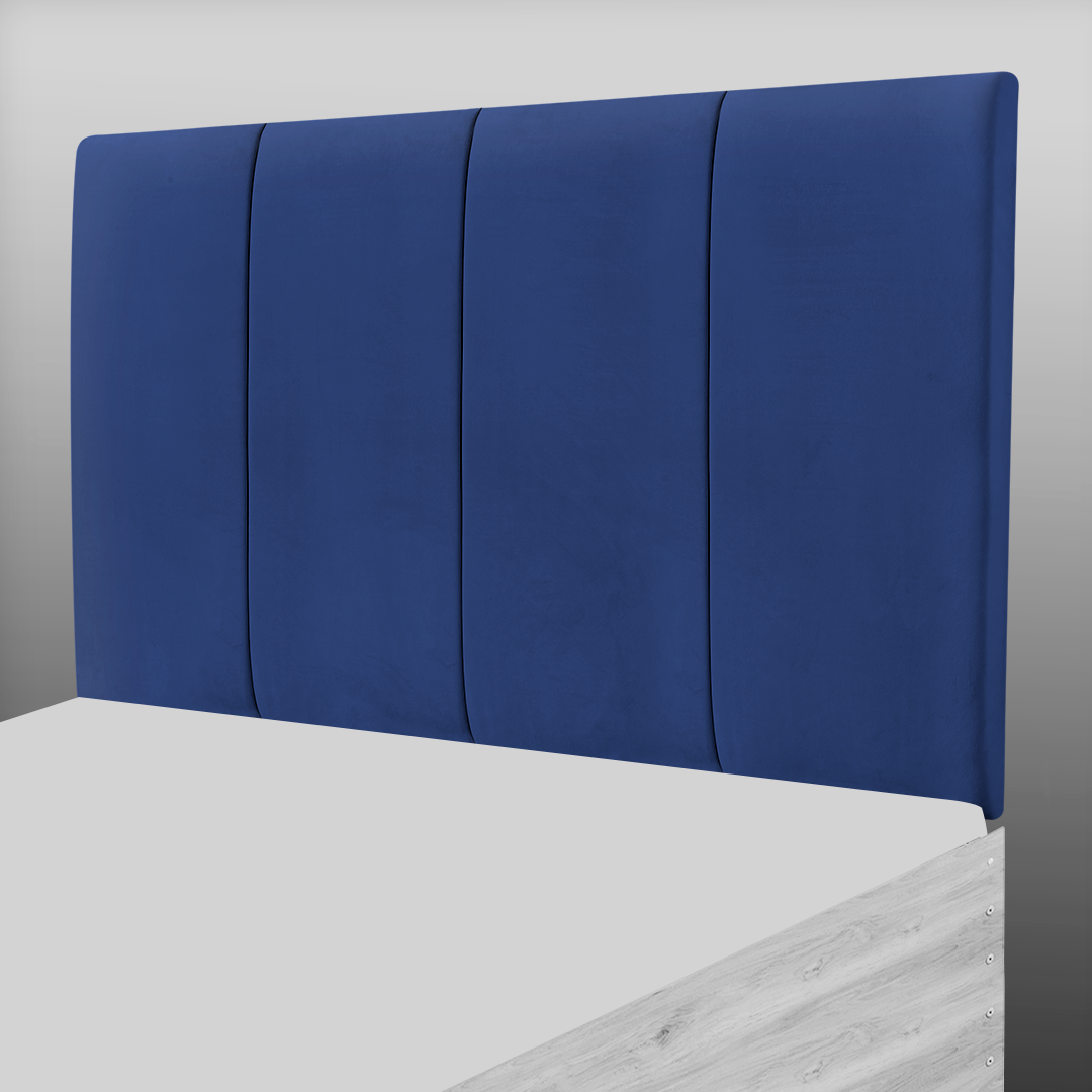 4 PANEL HEADBOARD IN DARK BLUE PLUSH