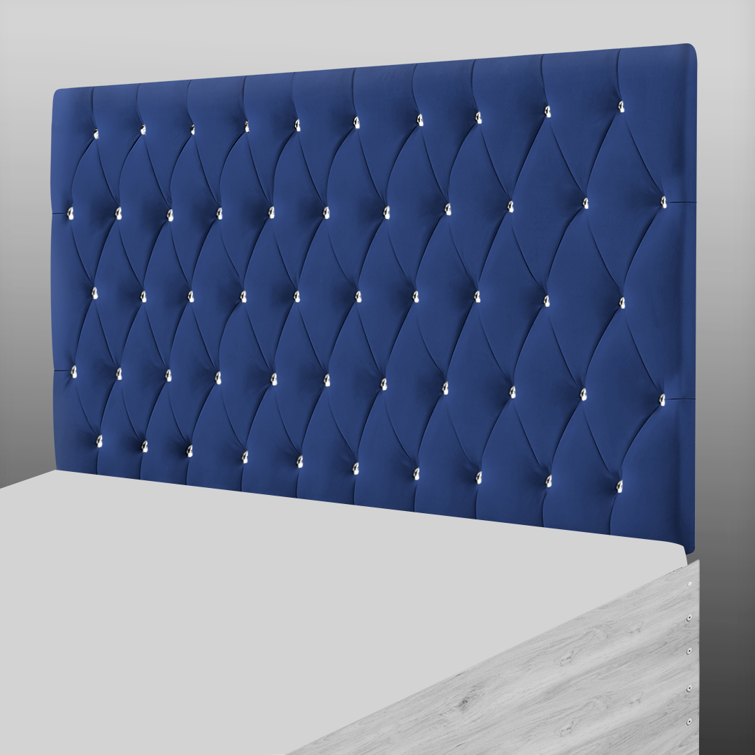 CHESTERFIELD HEADBOARD IN DARK BLUE PLUSH
