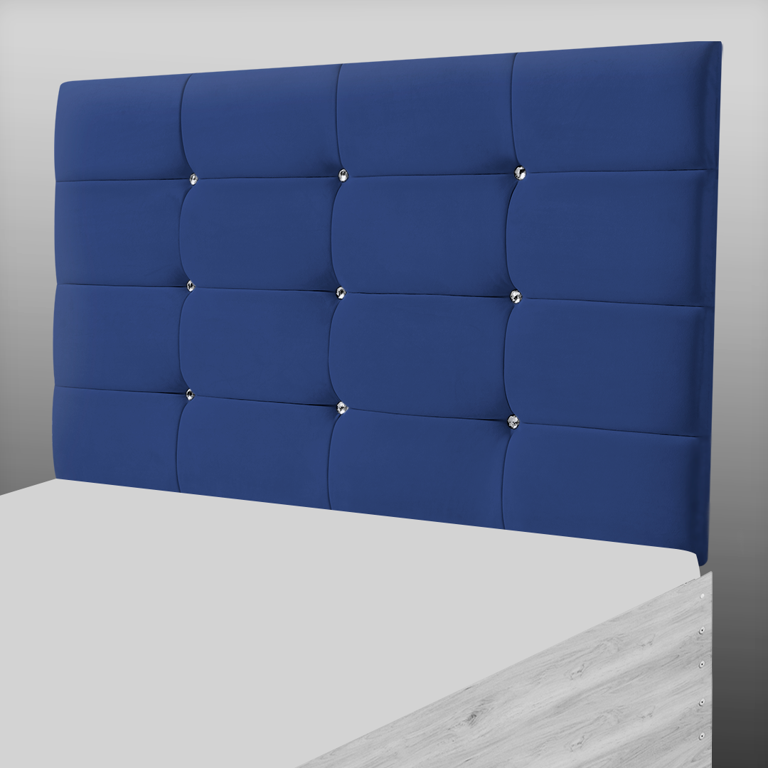 NEW CUBE HEADBOARD IN DARK BLUE PLUSH
