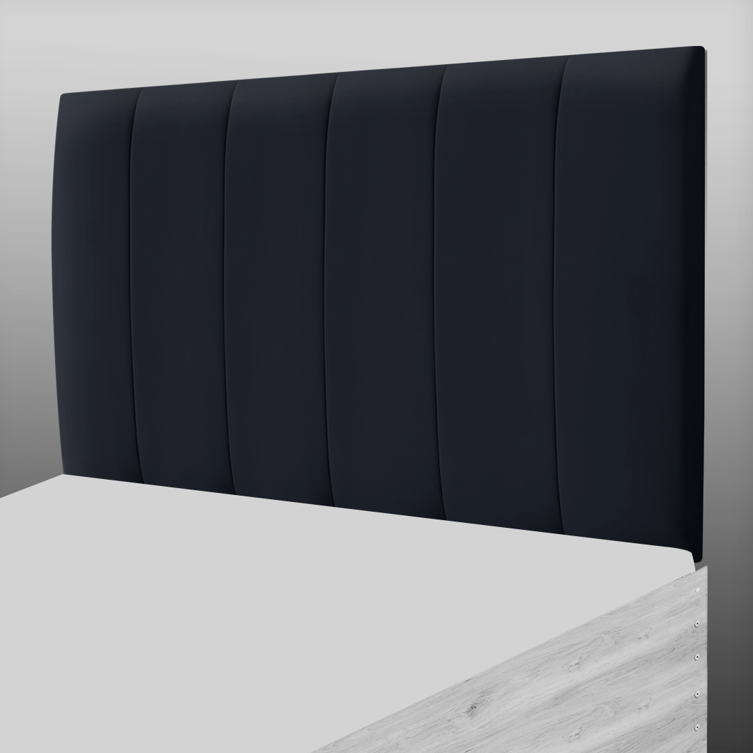 6 PANEL HEADBOARD IN BLACK PLUSH