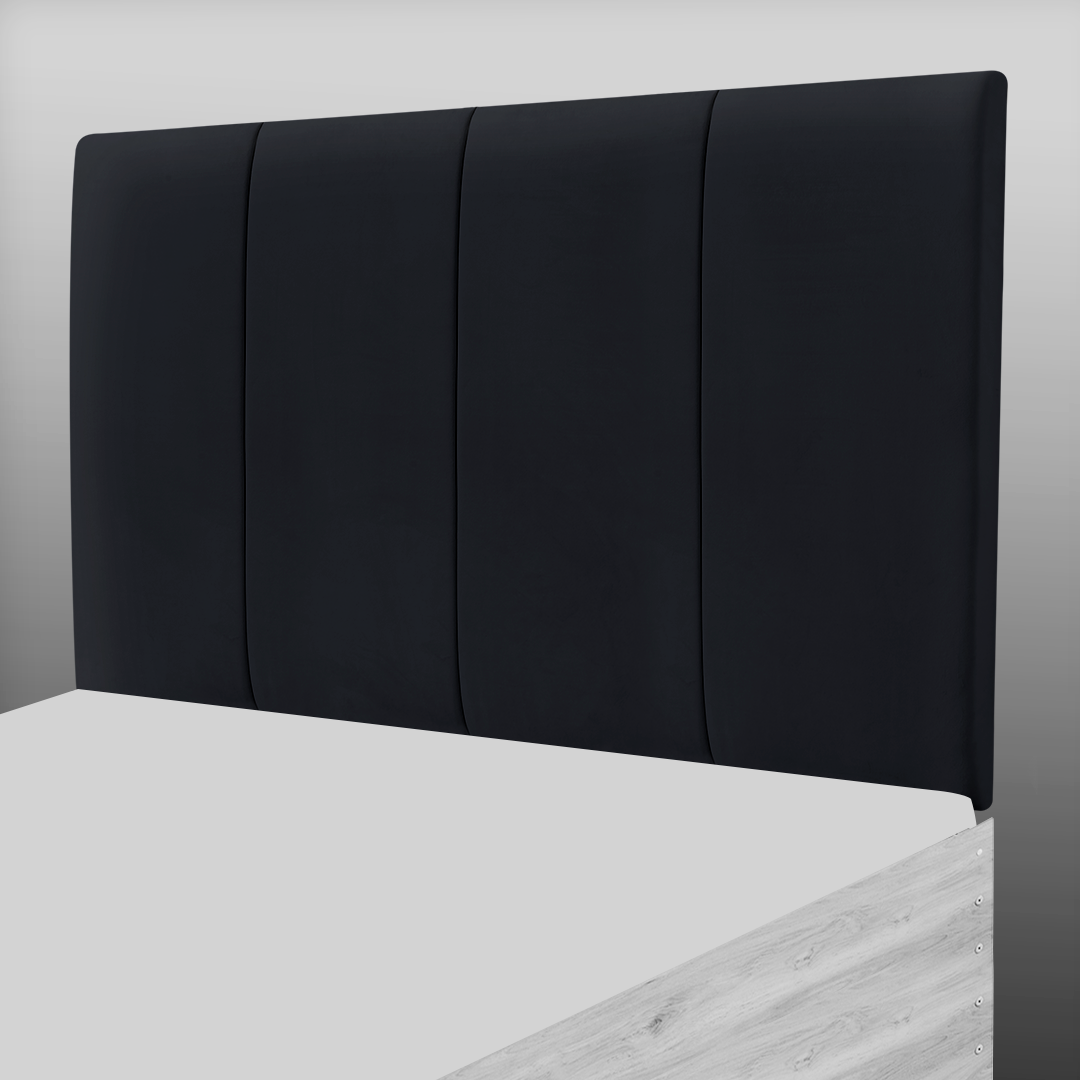4 PANEL HEADBOARD IN BLACK PLUSH