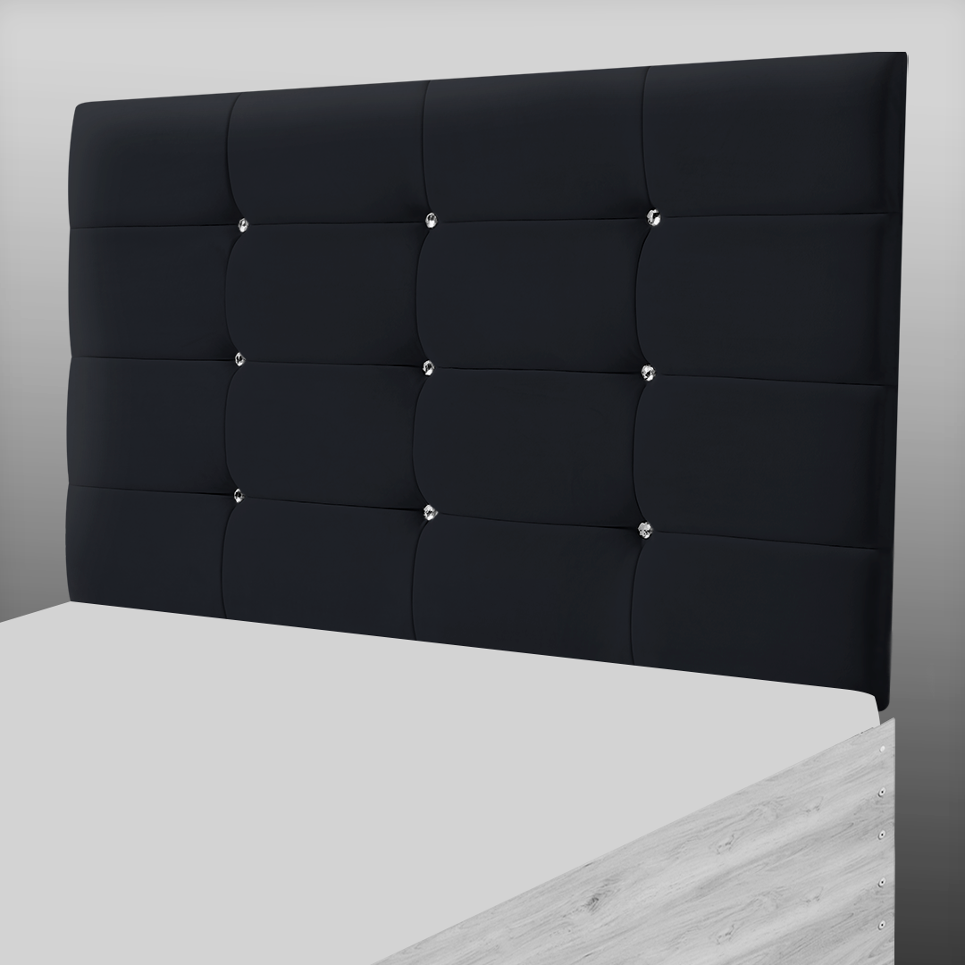 NEW CUBE HEADBOARD IN BLACK PLUSH