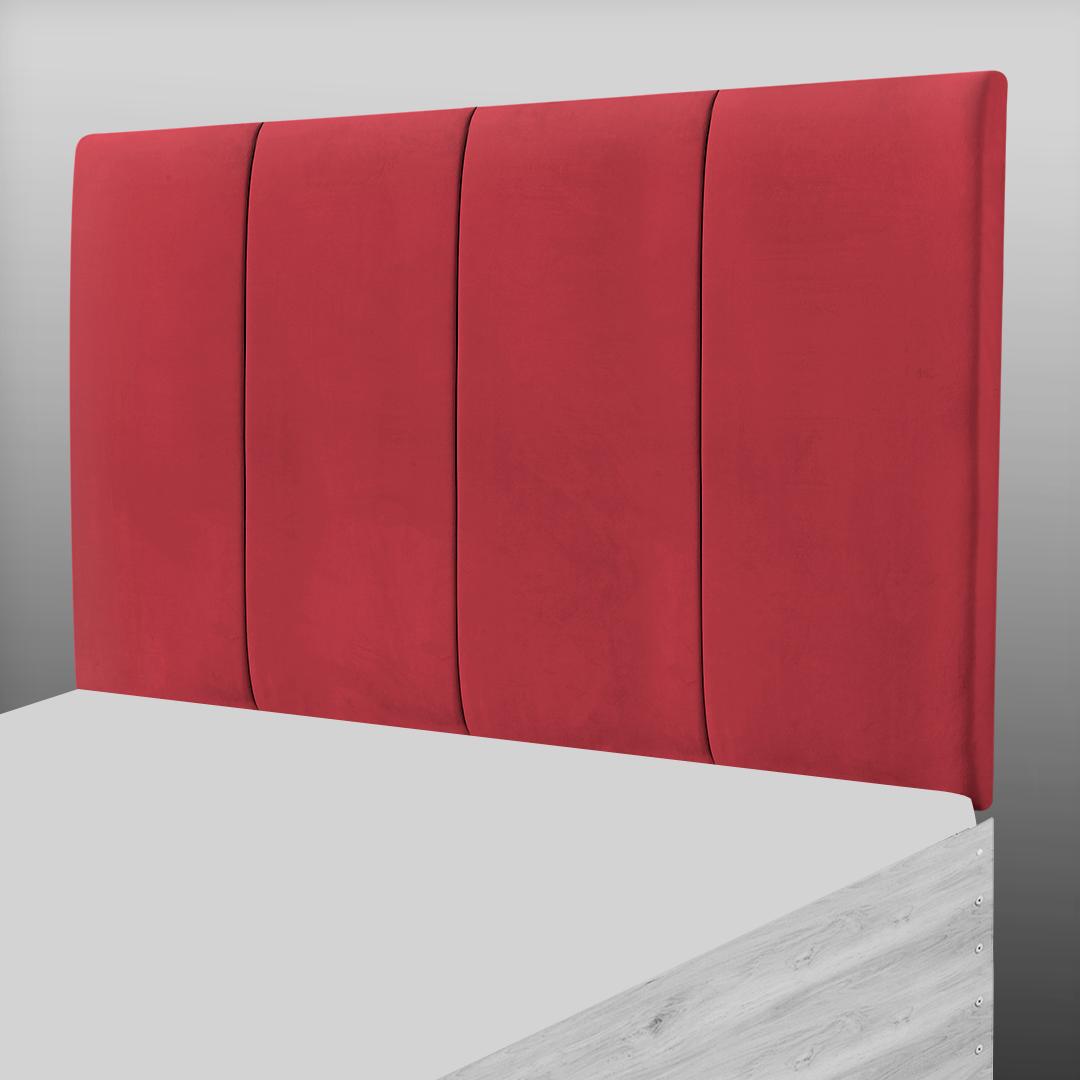 4 PANEL HEADBOARD IN RED PLUSH