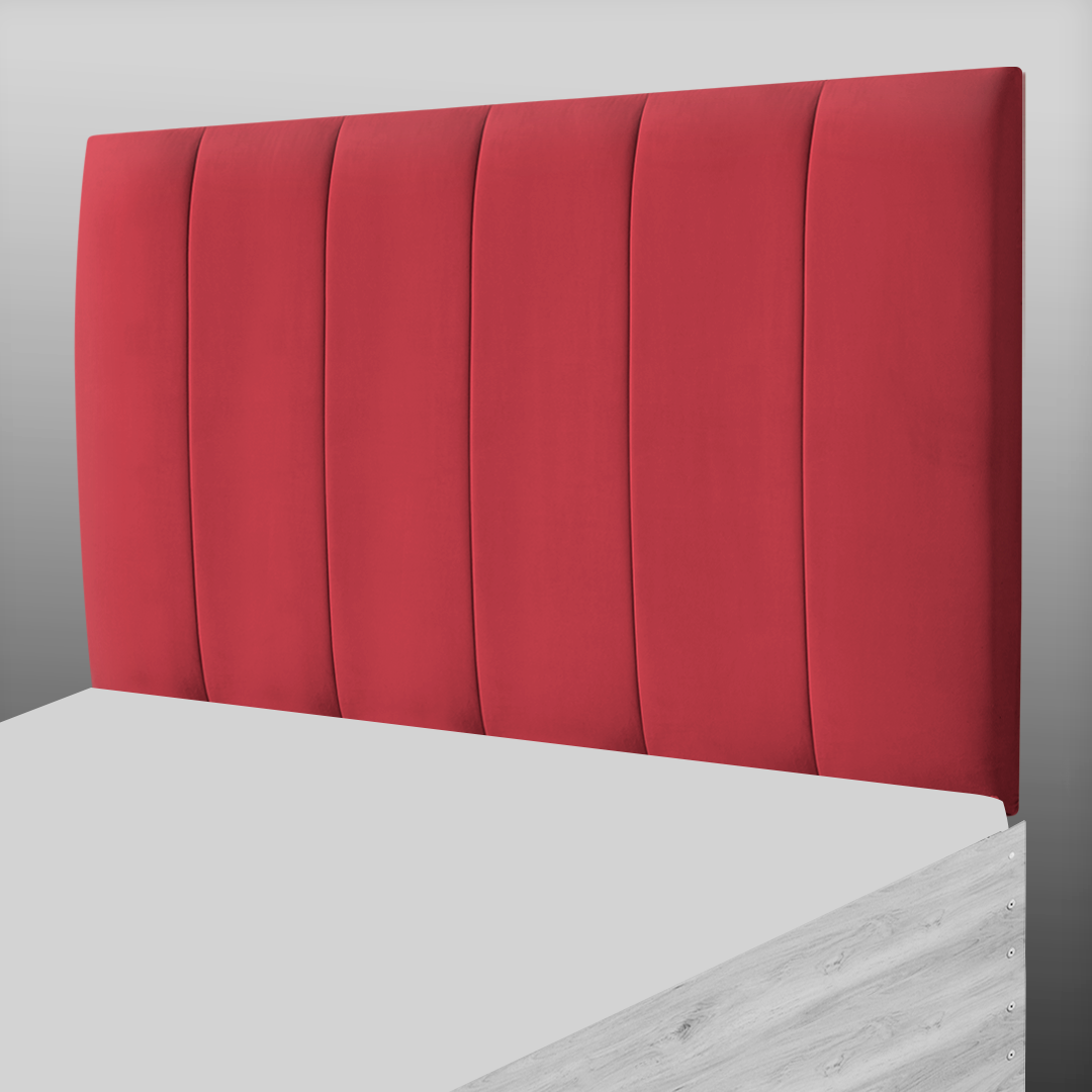 6 PANEL HEADBOARD IN RED PLUSH